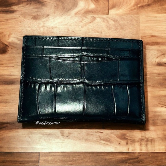 Coach Cassie Croc Leather Crossbody + Cardholder in Black/Silver NWT - Picture 12 of 12